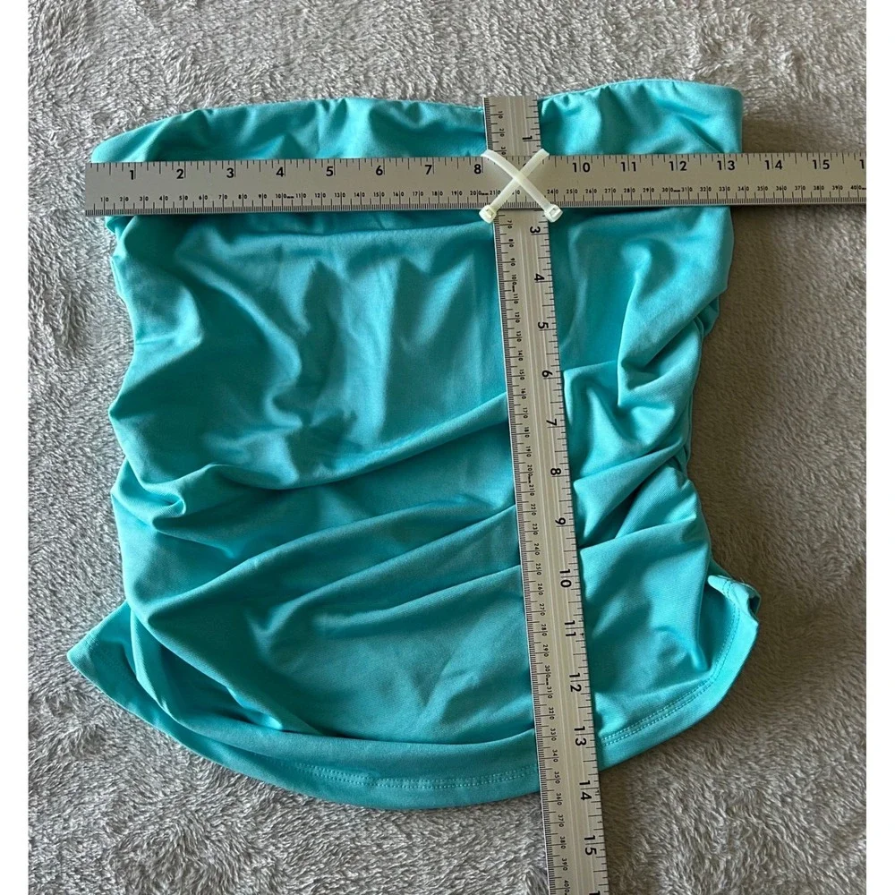 Jolie & Joy Womens XL Turquoise Teal Ruched Strapless Tube Top Summer - Picture 4 of 7